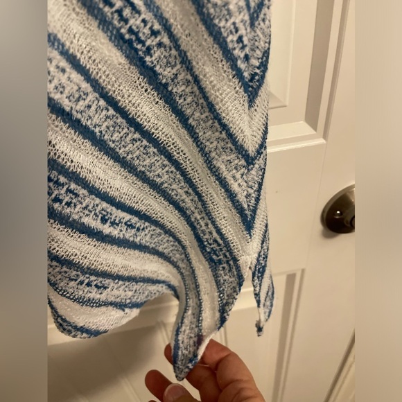 Jones New York women’s‎ pullover sweater short sleeve lined size M blue, & white - Picture 2 of 8